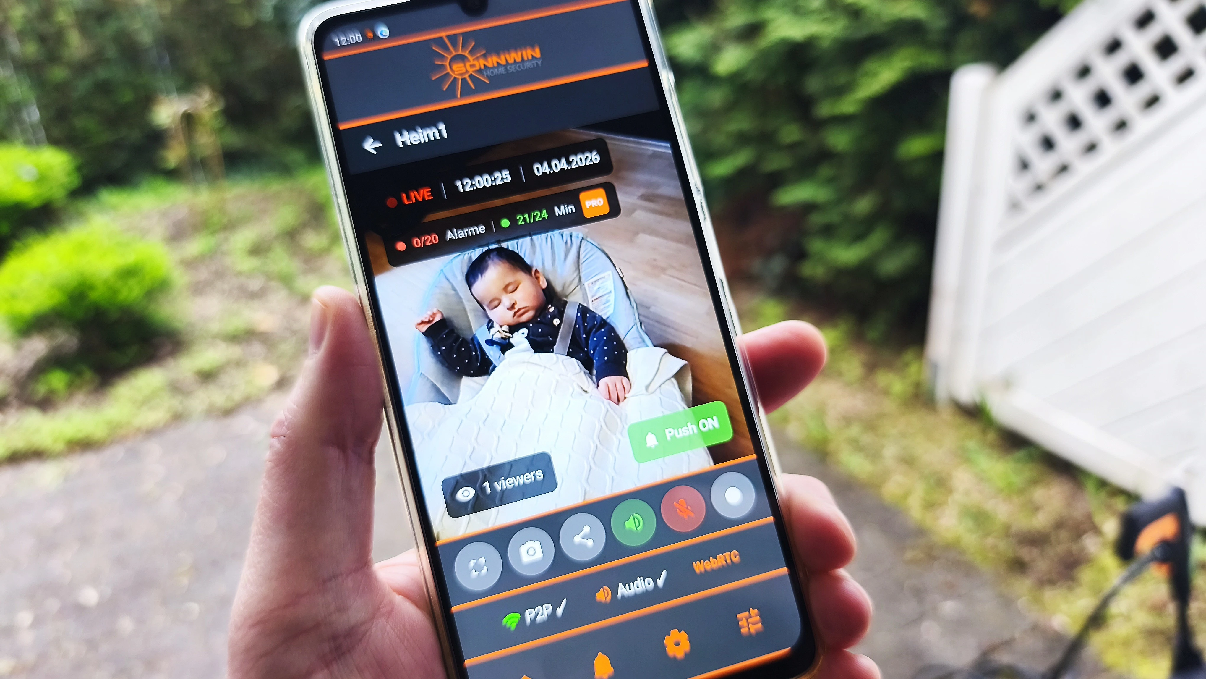 SONNWIN Home Security App – Baby-Überwachung mit Live-Stream, P2P und Push-Alarm